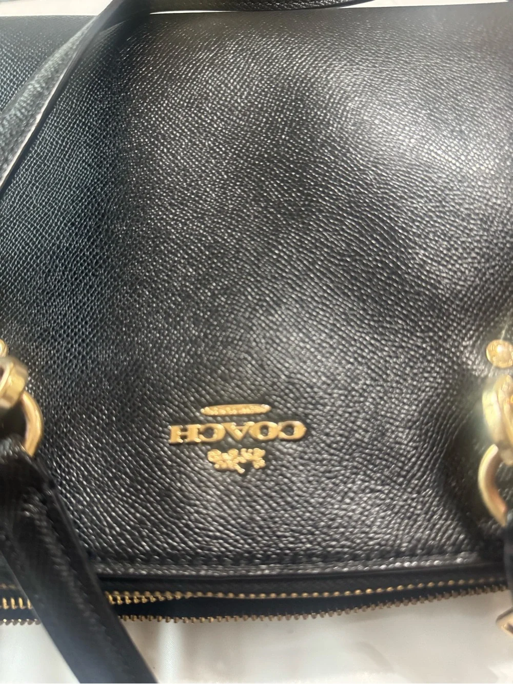 Coach Black Leather Satchel with Gold Hardware Accents - Picture 5 of 6
